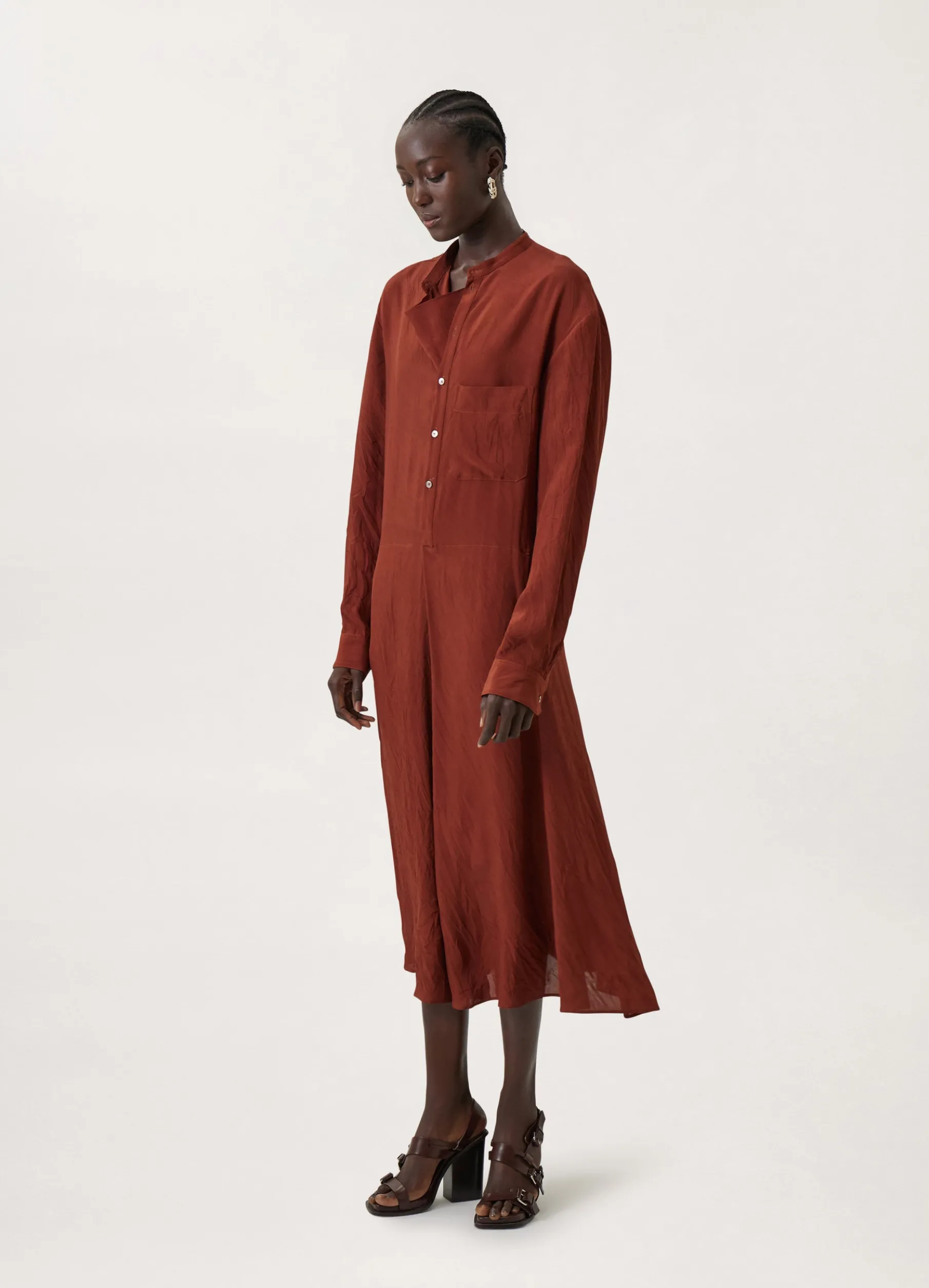 Gusset Collar Shirt Dress