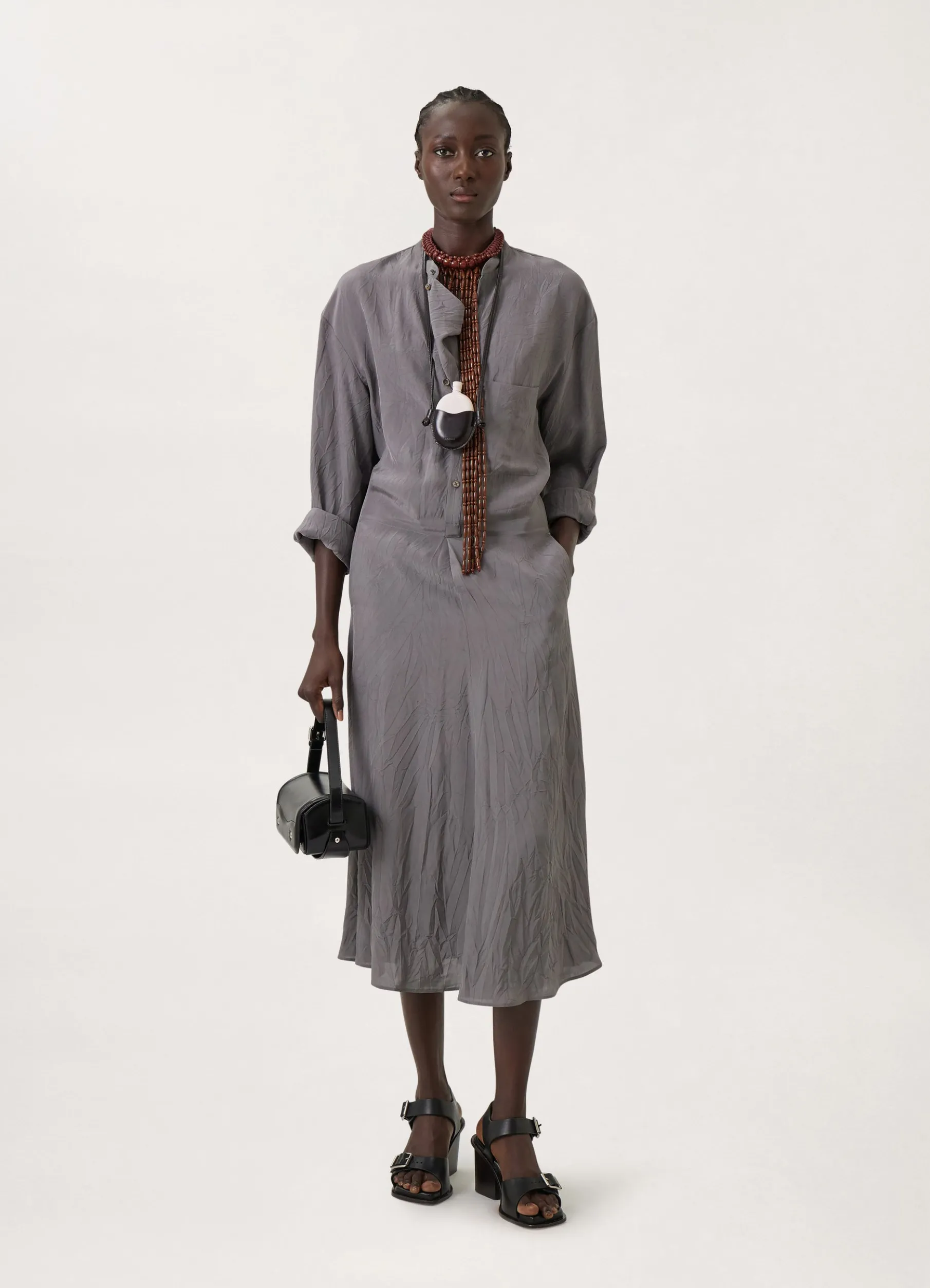 Gusset Collar Shirt Dress