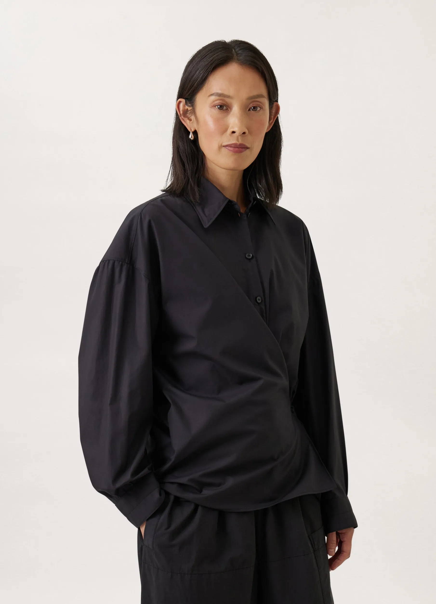 Straight Collar Twisted Shirt