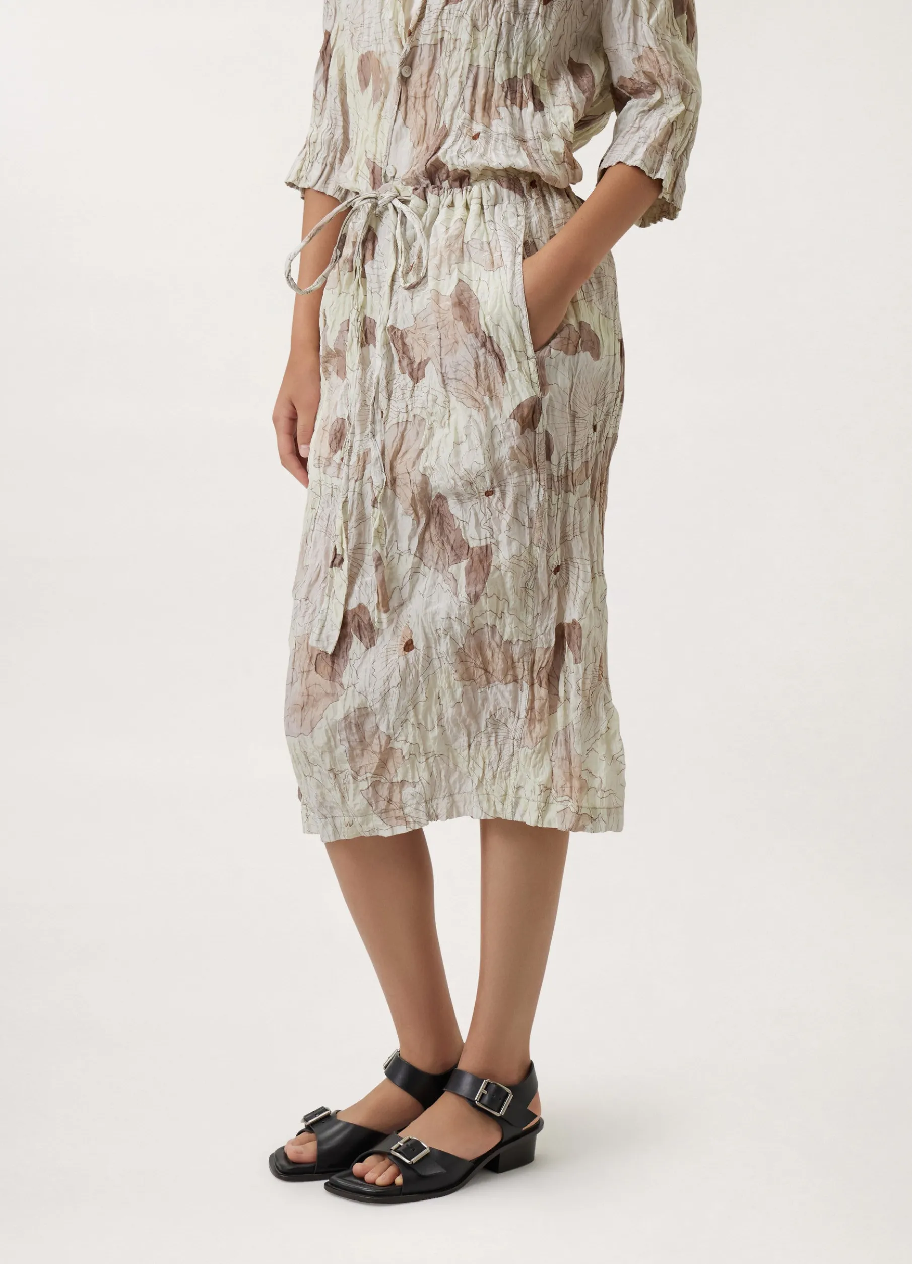 Crinkled Drawstring Skirt