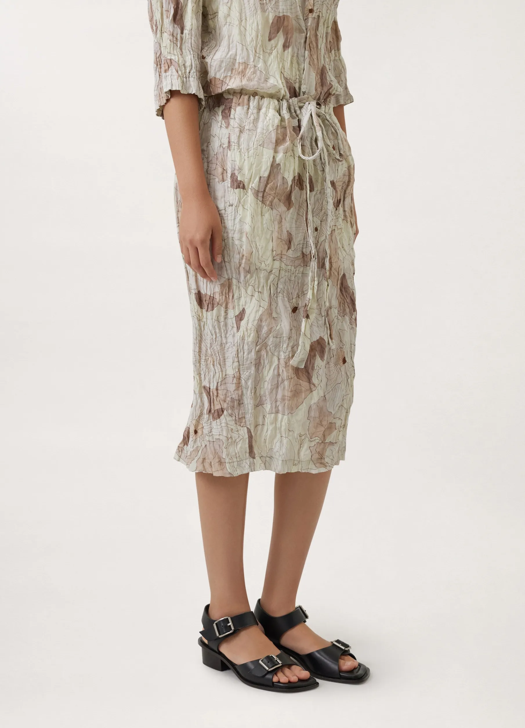 Crinkled Drawstring Skirt