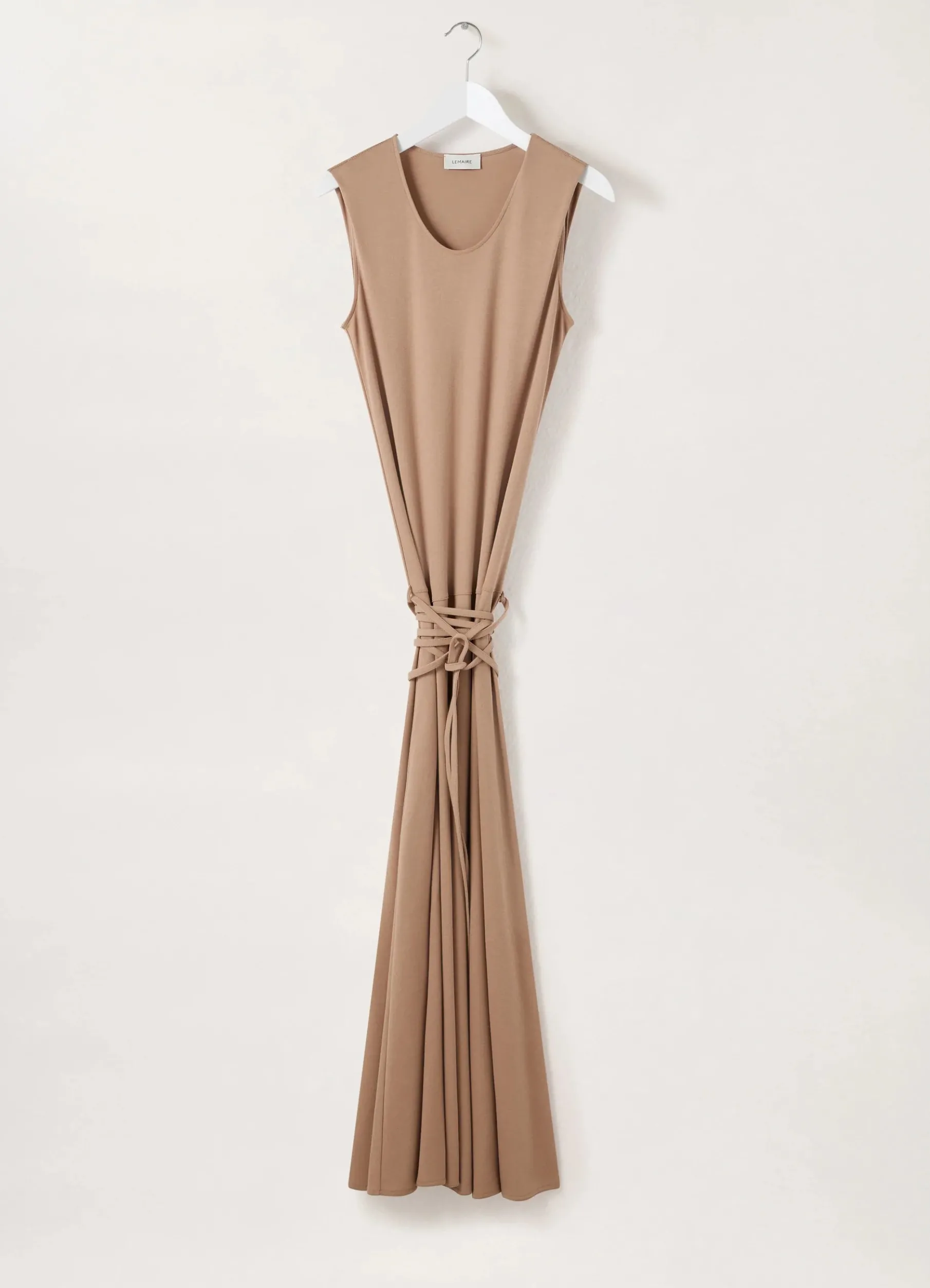 Belted Crepe Sleeveless Dress