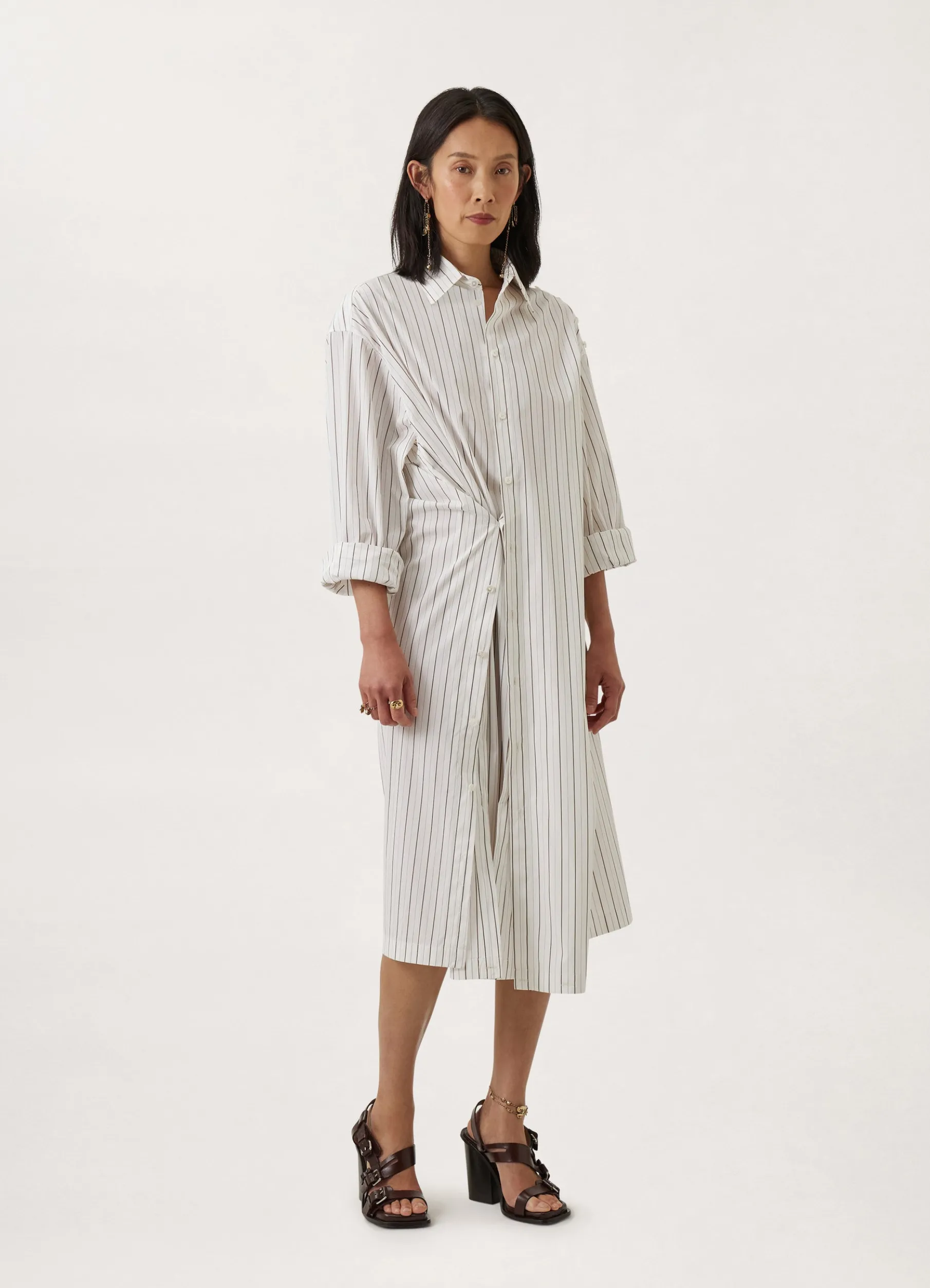 Playful Buttoned Shirt Dress