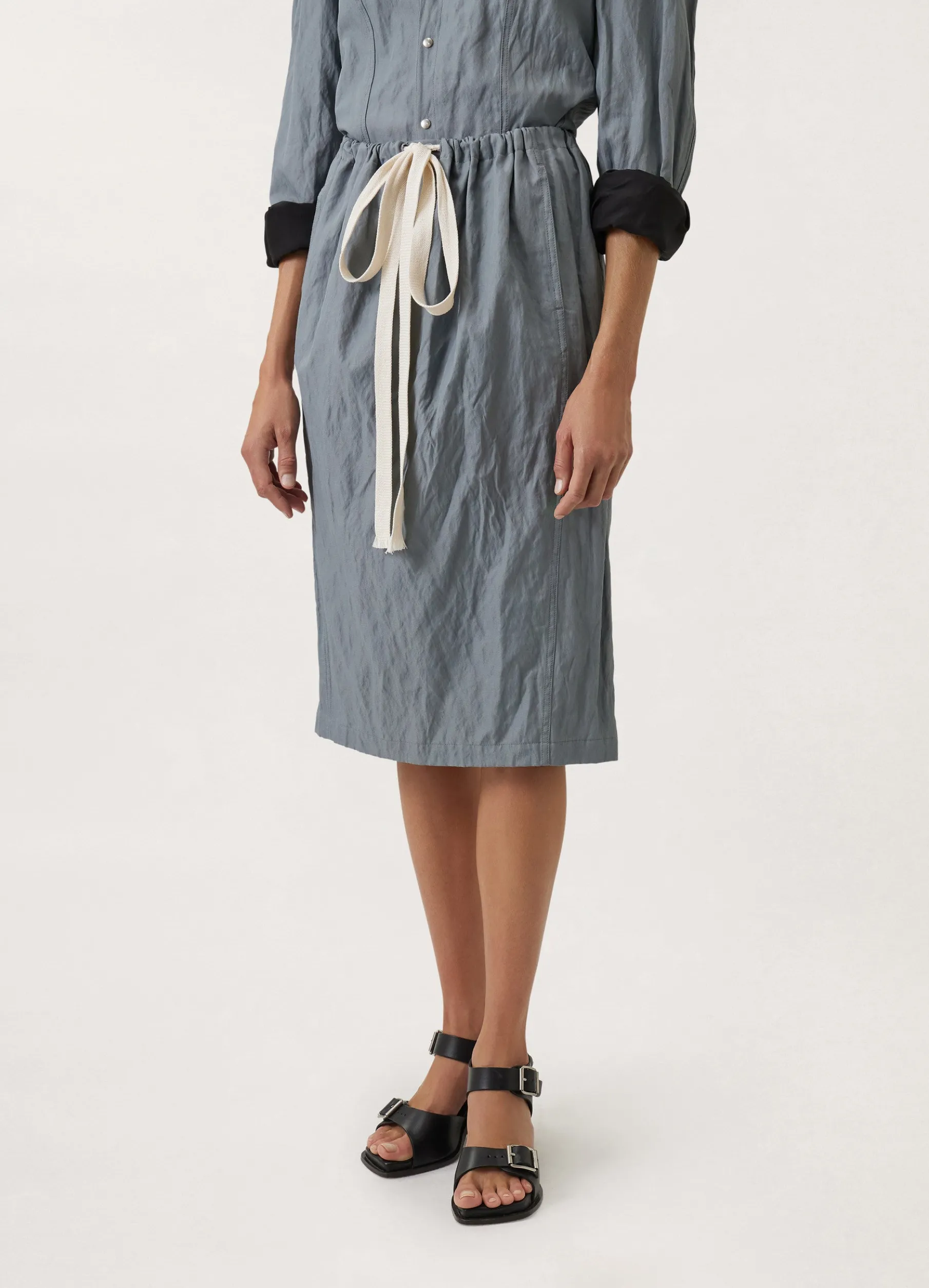 Crinkled Drawstring Skirt