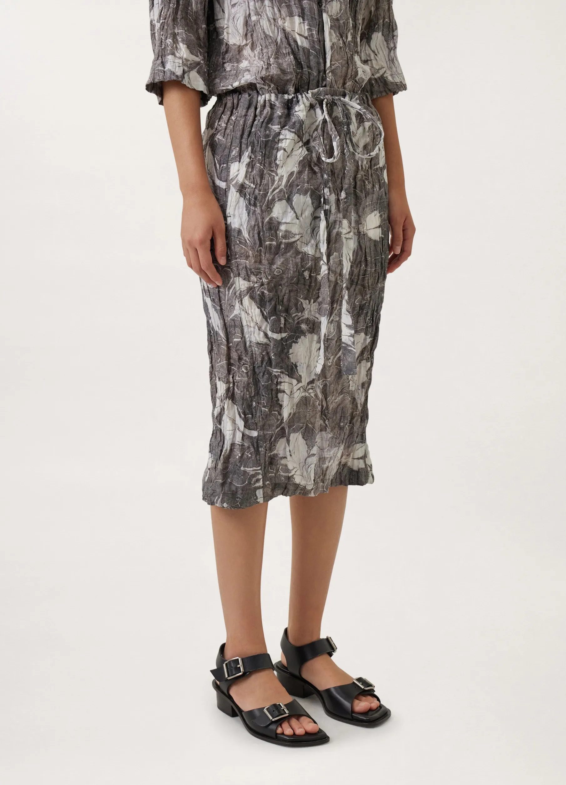 Crinkled Drawstring Skirt